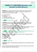 NURS 2715 MIDTERM Questions with  Detailed Verified Answers