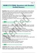 NURS 2715 FINAL Questions with Detailed  Verified Answers 