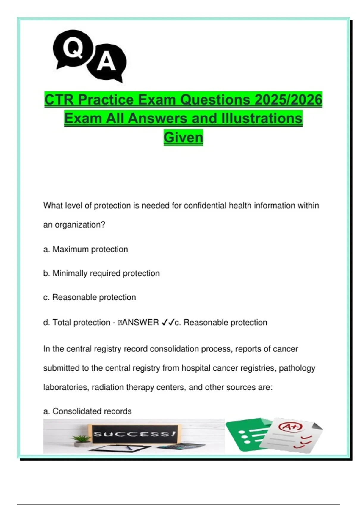 CTR Practice Exam 2025/2026 – 100+ Questions with Answers on Cancer ...