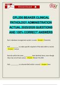 CPL250 BEAKER CLINICAL PATHOLOGY ADMINISTRATION ACTUAL 2025&sol;2026 QUESTIONS AND 100&percnt; CORRECT ANSWERS