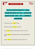 ECHOCARDIOGRAPHY FINAL EXAM REVIEW ACTUAL 2025&sol;2026 QUESTIONS AND 100&percnt; CORRECT ANSWERS