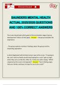 SAUNDERS MENTAL HEALTH ACTUAL 2025&sol;2026 QUESTIONS AND 100&percnt; CORRECT ANSWERS