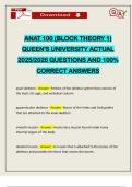 ANAT 100 &lpar;BLOCK THEORY 1&rpar; QUEEN'S UNIVERSITY ACTUAL 2025&sol;2026 QUESTIONS AND 100&percnt; CORRECT ANSWERS
