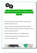 Stress Management Exam 2 &ndash; 2025&sol;2026 &vert; 100&plus; Verified Questions and Answers &vert; Topics&colon; Meditation&comma; Relaxation&comma; Coping&comma; Health Behavior&comma; Family & Cultural Stressors