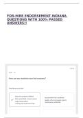 FOR-HIRE ENDORSEMENT INDIANA QUESTIONS WITH 100&percnt; PASSED ANSWERS&excl;&excl;