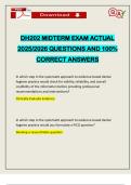 DH202 MIDTERM EXAM ACTUAL 2025&sol;2026 QUESTIONS AND 100&percnt; CORRECT ANSWERS