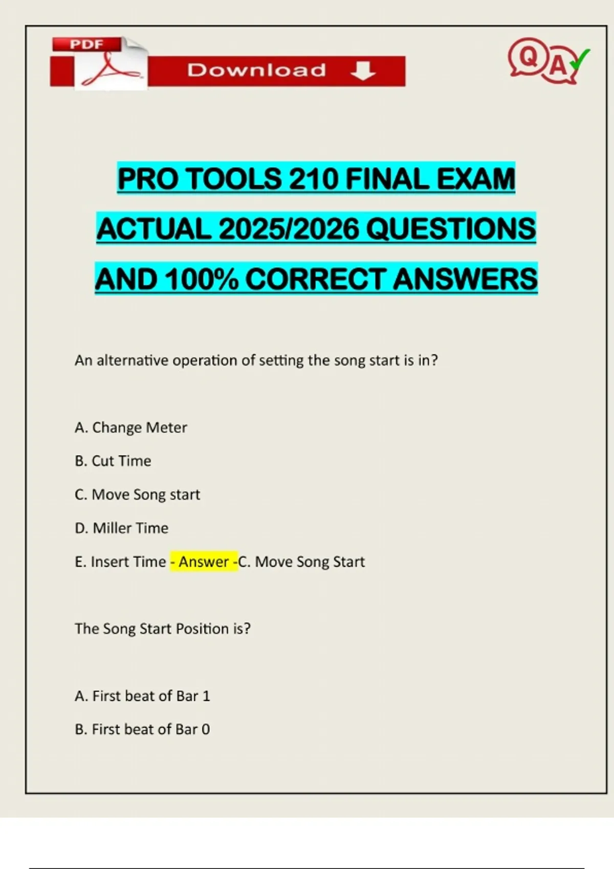 PRO TOOLS 210 FINAL EXAM ACTUAL 2025/2026 QUESTIONS AND 100% CORRECT ...
