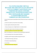 NU 674 PSYCHIATRIC MENTAL  HEALTHCARE II REVIEW EXAM  2026 WITH  ACTUAL CORRECT QUESTIONS AND  VERIFIED DETAILED ANSWERS&vert;  FREQUENTLY TESTED QUESTIONS AND  SOLUTIONS&vert;ALREADY GRADED  A&plus;&vert;NEWEST&vert;BRAND NEW  VERSION&excl;&excl;&vert;GUARANTEED PASS 