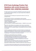 ETS Praxis Audiology Practice Test Questions with correct Answers &lpar;A&plus; GRADED 100&percnt; VERIFIED&rpar; 2025&sol;2026