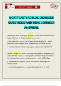 NCATT &lpar;AET&rpar; ACTUAL 2025&sol;2026 QUESTIONS AND 100&percnt; CORRECT ANSWERS