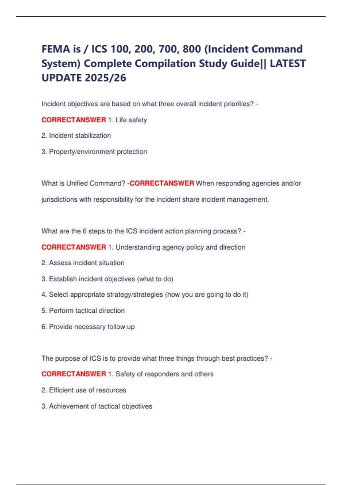 FEMA is / ICS 100, 200, 700, 800 (Incident Command System) Complete ...