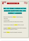BIO 1321 EXAM 2 VARGAS ACTUAL 2025&sol;2026 QUESTIONS AND 100&percnt; CORRECT ANSWERS