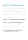 Personal Health and Wellness Study Guide Questions and Verified Answers&comma; 100&percnt; Guarantee