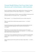 Personal Health&sol;Wellness Final Exam Study Guide Questions and Verified Answers&comma; 100&percnt; Guarantee
