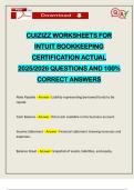 CUIZIZZ WORKSHEETS FOR INTUIT BOOKKEEPING CERTIFICATION ACTUAL 2025&sol;2026 QUESTIONS AND 100&percnt; CORRECT ANSWERS