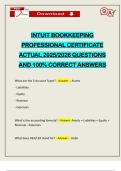 INTUIT BOOKKEEPING PROFESSIONAL CERTIFICATE ACTUAL 2025&sol;2026 QUESTIONS AND 100&percnt; CORRECT ANSWERS