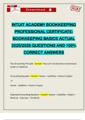 INTUIT ACADEMY BOOKKEEPING PROFESSIONAL CERTIFICATE&colon; BOOKKEEPING BASICS ACTUAL 2025&sol;2026 QUESTIONS AND 100&percnt; CORRECT ANSWERS