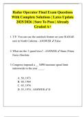 Radar Operator Final Exam Questions  With Complete Solutions &vert; Lates Update  2025&sol;2026 &vert; Sure To Pass &vert; Already  Graded A&plus;