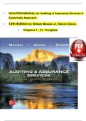 SOLUTION MANUAL for Auditing & Assurance Services A  Systematic Approach  12th Edition by William Messier Jr&comma; Steven Glover&comma; Chapters 1 - 21 &sol; Complete  