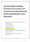 New York Firefighter Certification  Examination Practice Questions And  Correct Answers &lpar;Verified Answers&rpar; Plus  Rationales 2025&vert;2026 Q&A &vert; Instant  Download Pdf 