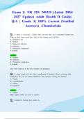 Exam 2&colon; NR 325&sol; NR325 &lpar;Latest 2026&sol; 2027 Update&rpar; Adult Health II Guide&vert; Q&sol;A &vert; Grade A&vert; 100&percnt; Correct &lpar;Verified Answers&rpar; -Chamberlain