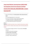Texas Social Worker Licensing Exam &lpar;LSW&sol;LCSW&rpar; Test Questions And Correct Answers &lpar;Verified  Answers&rpar; Plus Rationales 2025&sol;2026 Q&A &vert; Instant  Download Pdf
