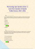 Pharmacology Quiz Questions &lpar;Exam 1&rpar; Latest Exam Questions & Expertly Verified Answers&comma; 2025 &vert; 2026&period;