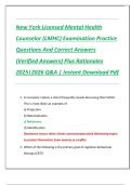 New York Licensed Mental Health  Counselor &lpar;LMHC&rpar; Examination Practice  Questions And Correct Answers  &lpar;Verified Answers&rpar; Plus Rationales  2025&vert;2026 Q&A &vert; Instant Download Pdf 