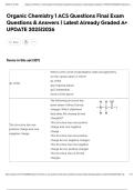 Organic Chemistry 1 ACS Questions Final Exam Questions & Answers &vert; Latest Already Graded A&plus; UPDATE 2025&vert;2026