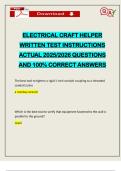 ELECTRICAL CRAFT HELPER WRITTEN TEST INSTRUCTIONS ACTUAL 2025&sol;2026 QUESTIONS AND 100&percnt; CORRECT ANSWERS