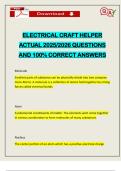 ELECTRICAL CRAFT HELPER ACTUAL 2025&sol;2026 QUESTIONS AND 100&percnt; CORRECT ANSWERS