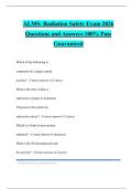ALMS- Radiation Safety Exam 2026 Questions and Answers 100&percnt; Pass Guaranteed