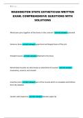 WASHINGTON STATE ESTHETICIAN WRITTEN EXAM&semi; COMPREHENSIVE QUESTIONS WITH SOLUTIONS