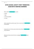 NYPD SCHOOL SAFETY FIRST TRIMESTER &vert; EXAM WITH VERIFIED ANSWERS