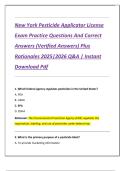 New York Pesticide Applicator License  Exam Practice Questions And Correct  Answers &lpar;Verified Answers&rpar; Plus  Rationales 2025&vert;2026 Q&A &vert; Instant  Download Pdf 
