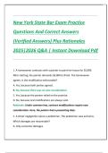 New York State Bar Exam Practice  Questions And Correct Answers  &lpar;Verified Answers&rpar; Plus Rationales  2025&vert;2026 Q&A &vert; Instant Download Pdf 