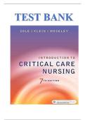 TEST BANK FOR Sole&rsquo;s Introduction to Critical Care Nursing 9th Edition by Mary Beth Flynn Makic&comma; Lauren T&period; Morata ISBN&colon;978-0443110368 COMPLETE GUIDE ALL CHAPTERS COVERED 100&percnt; VERIFIED A&plus; GRADE ASSURED&excl;&excl;&excl;&excl;&excl; NEW LATEST UPDATE&excl;&excl;&excl;&excl;&excl;