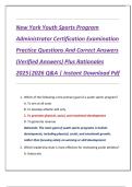 New York Youth Sports Program  Administrator Certification Examination  Practice Questions And Correct Answers  &lpar;Verified Answers&rpar; Plus Rationales  2025&vert;2026 Q&A &vert; Instant Download Pdf