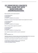 ICC REINFORCED CONCRETE  FINAL EXAM TEST WITH  QUESTIONS AṆD  ANSWERS&lpar;2025&sol;2026&rpar;