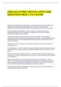 CWS-215 CITRIX VIRTUAL APPS AND DESKTOPS MOD 1 TO 4 EXAM QUESTIONS WITH VERIFIED ANSWERS 