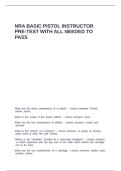 NRA BASIC PISTOL INSTRUCTOR PRE-TEST EXAM WITH ALL NEEDED TO PASS