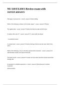 NU 110 EXAM 1 Review exam with correct answers