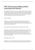 PHY 150 Astronomy Midterm NOVA exam with correct answers