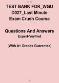 TEST BANK FOR&lowbar;WGU D027&lowbar;Last Minute Exam Crush Course