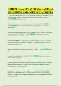 CBHCM Exam UPDATED Study ACTUAL  QUESTIONS AND CORRECT ANSWERS