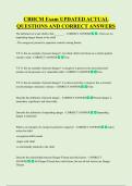 CBHCM Exam UPDATED ACTUAL  QUESTIONS AND CORRECT ANSWERS