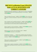 BHCM II Certification Exam UPDATED  Study ACTUAL QUESTIONS AND  CORRECT ANSWERS