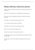 Physics 150 Exam 1 with correct answers