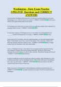 Washington - State Exam Practice  UPDATED  Questions and CORRECT  ANSWERS