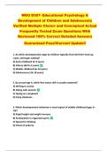 WGU D307- Educational Psychology &  Development of Children and Adolescents  Verified Multiple Choice and Conceptual Actual  Frequently Tested Exam Questions With  Reviewed 100&percnt; Correct Detailed Answers  Guaranteed Pass&excl;&excl;Current Update&excl;&excl;